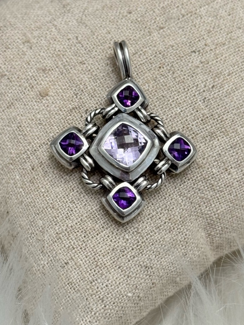 David Yurman .925 Renaissance Pendant Amethyst & Lavender Amethyst